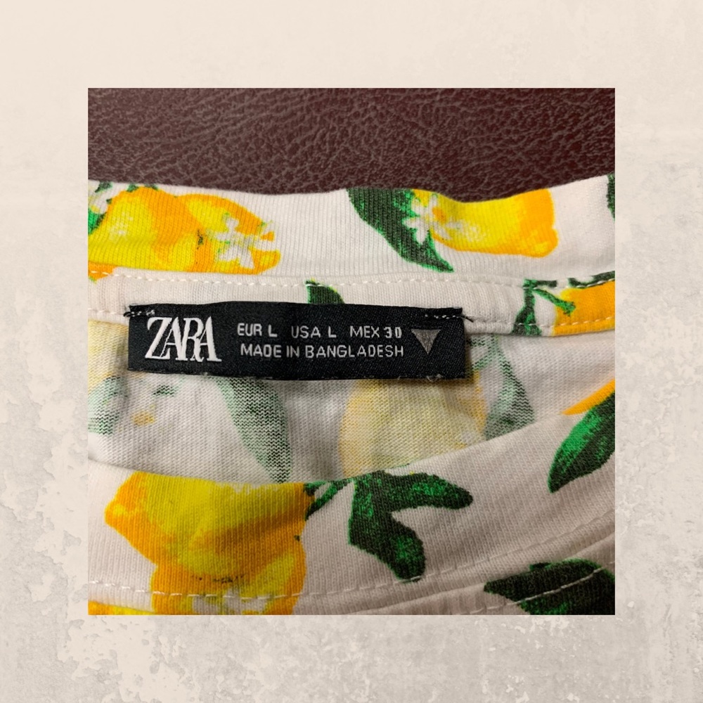 Zara cropped lemon print shirt with adjustable tie - Picture 9 of 9